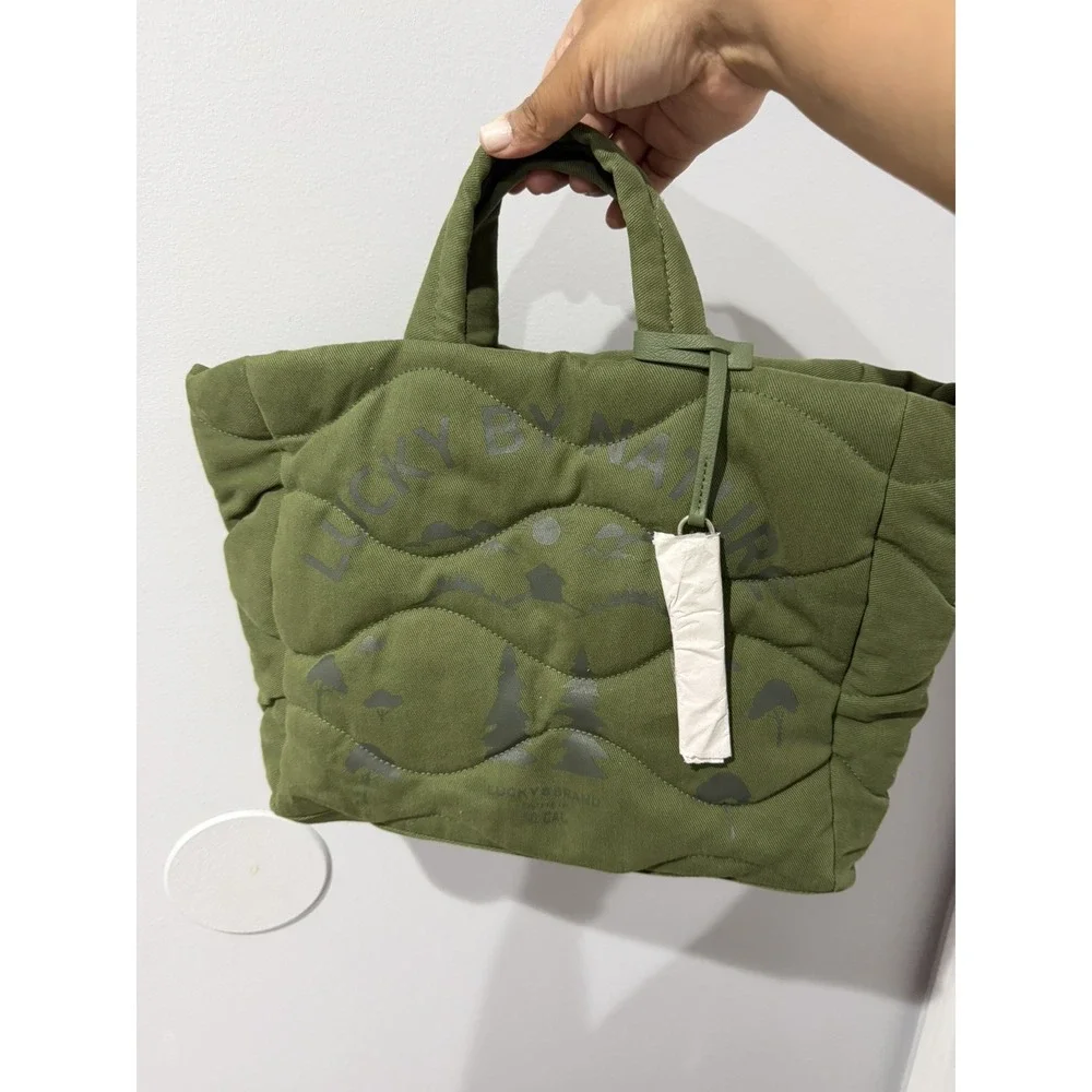 Lucky Brand Lucky By‎ Nature Womens Tote Bag Loden Green Multi Quilted Design L